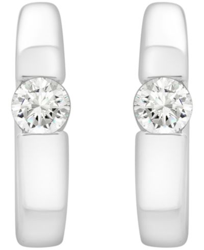 Macy's Diamond Hoop Earrings (1/4 ct. t. w.) in Sterling Silver