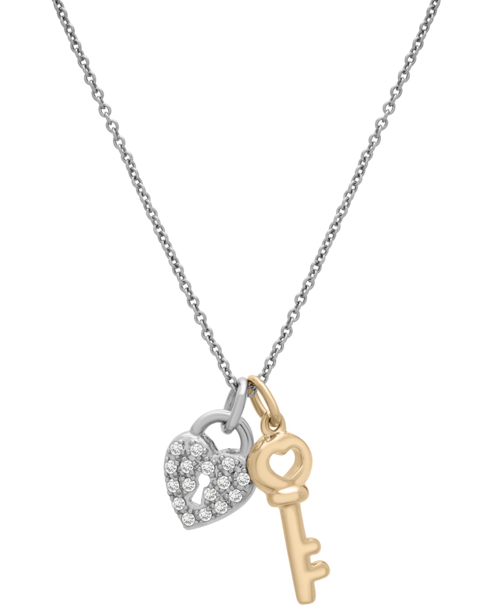 Macy's Подвеска с бриллиантом (1/10 ct. t. w.) в серебре и золоте