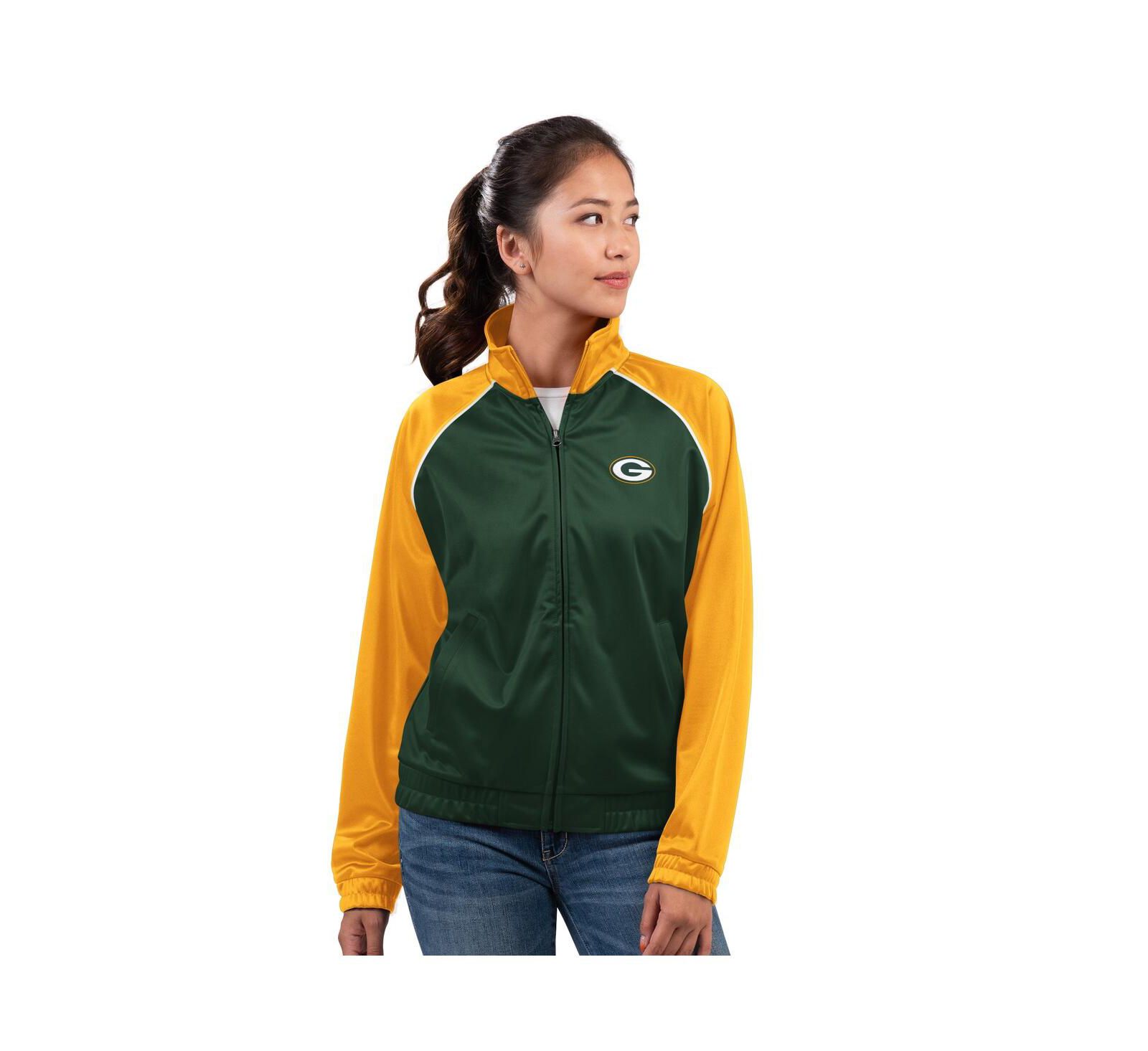 Женская спортивная куртка G-III 4Her by Carl Banks Green Green Bay Packers Replay Full-Zip Track Jacket