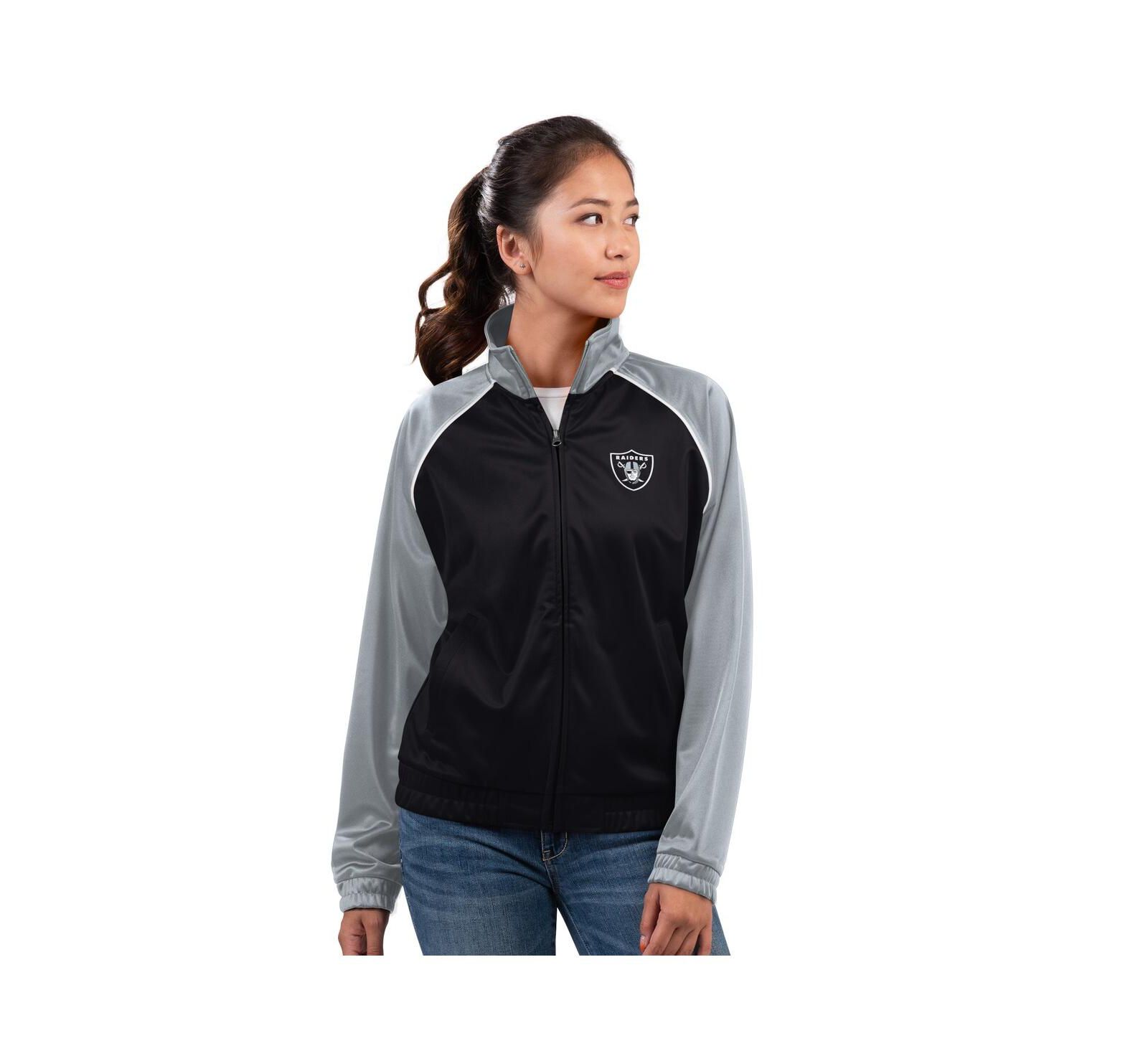 G-III 4Her by Carl Banks Women's Black Las Vegas Raiders Replay Full-Zip Track Jacket