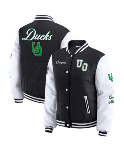 Женский пуховик WEAR by Erin Andrews Black Oregon Ducks Varsity Puffer Jacket