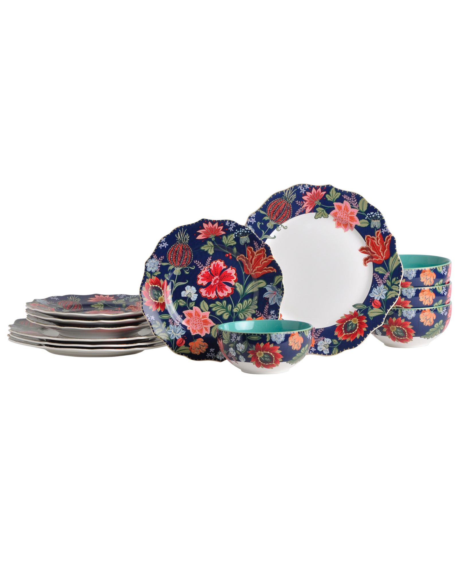 222 Fifth Chintz 12 Pc. Dinnerware Set, Service For 4