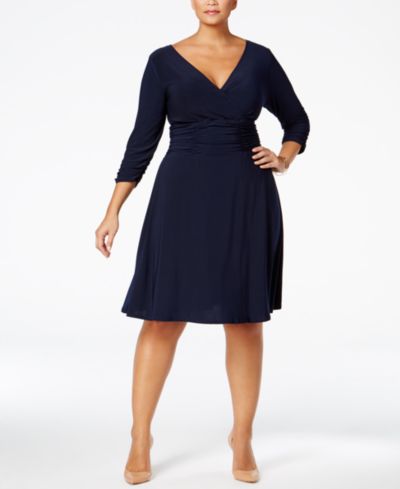 NY Collection Plus Size Ruched A-Line Dress