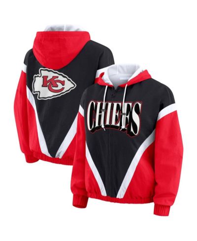 WEAR by Erin Andrews Women's Red/Black Kansas City Chiefs Plus Size Retro Crinkle Full-Zip Windbreaker Jacket