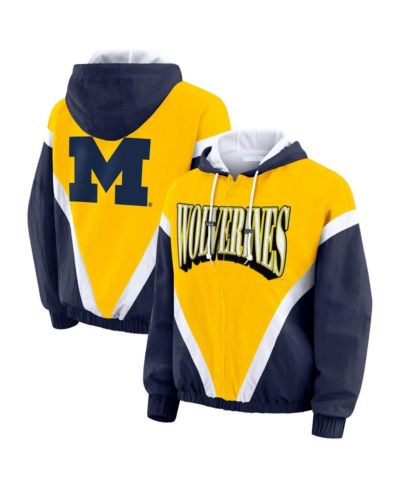 Женская ветровка-худи WEAR by Erin Andrews Michigan Wolverines Color Block Full-Zip