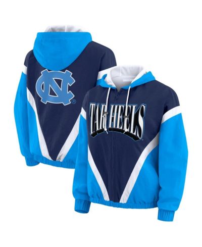 WEAR by Erin Andrews Women's Blue/Navy North Carolina Tar Heels Color Block Full-Zip Hoodie Windbreaker Jacket