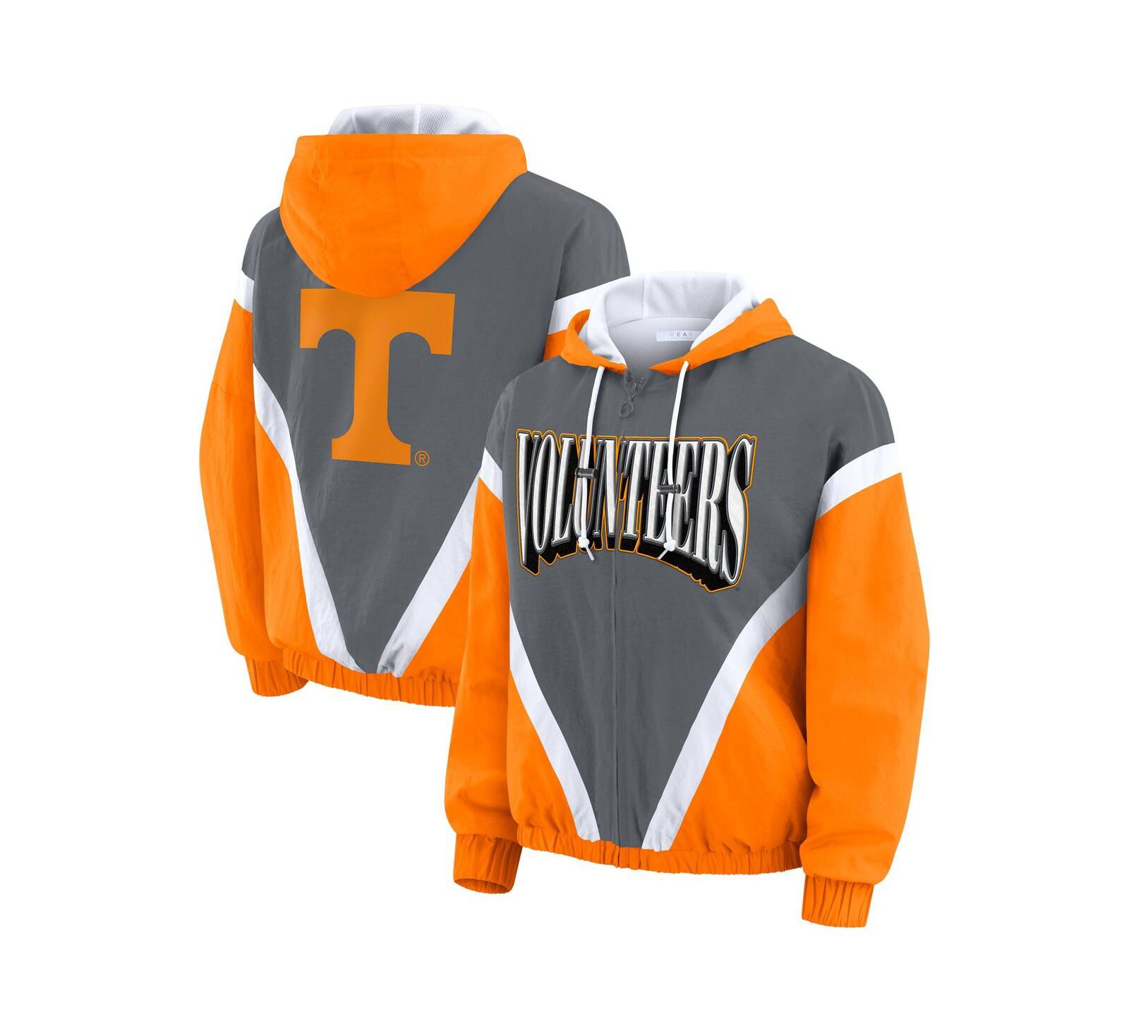 WEAR by Erin Andrews Женский ветровочный худи с молнией Color Block Tennessee Orange/Gray Tennessee Volunteers