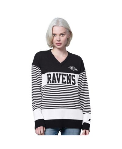 Starter Женский свитер Baltimore Ravens Black Striped V-Neck