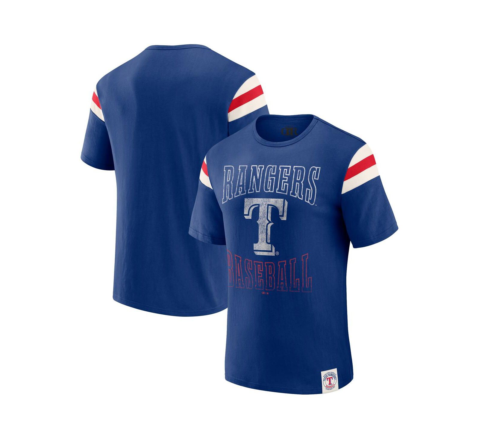Fanatics Men's Royal Texas Rangers Distressed Sleeve Stripe T-Shirt
