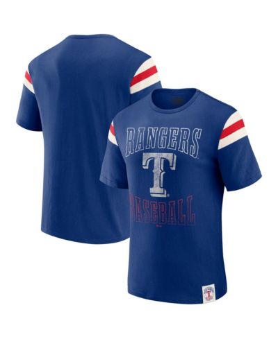 Fanatics Men's Royal Texas Rangers Distressed Sleeve Stripe T-Shirt