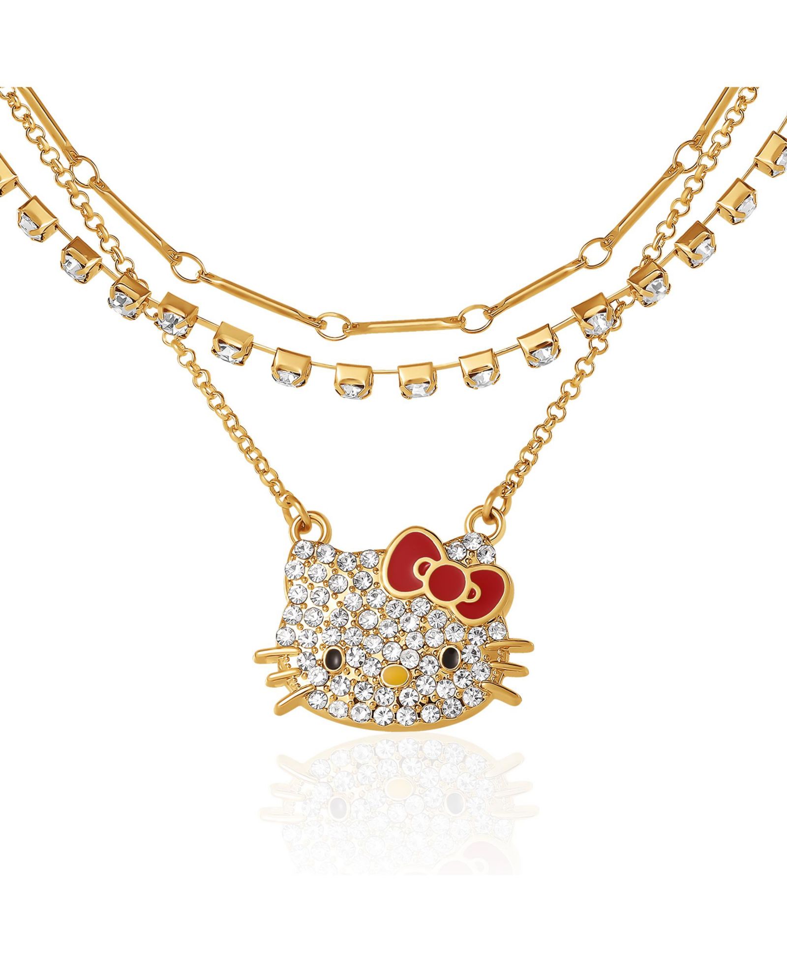 Подвеска Hello Kitty Double Chain с кристаллом