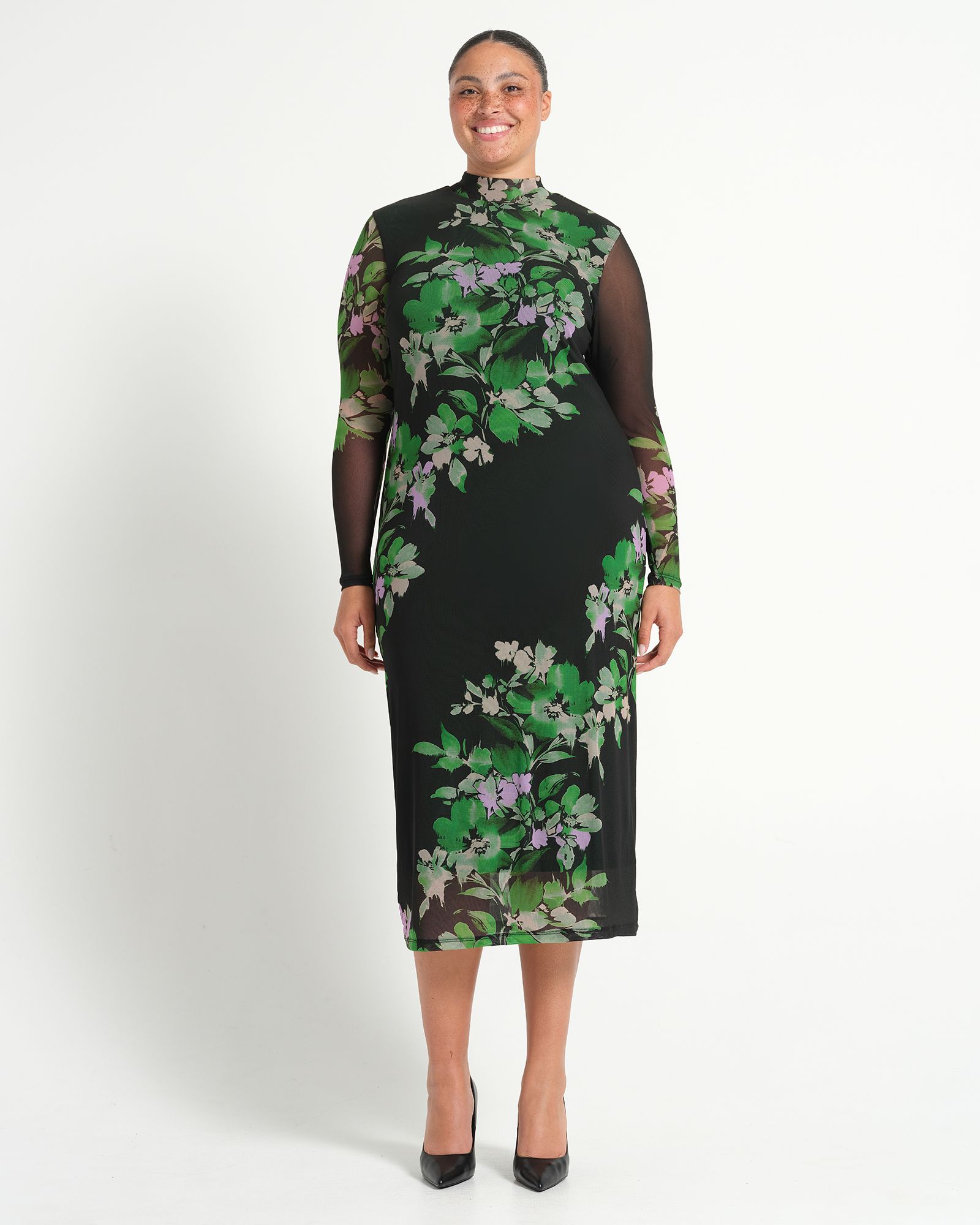 Платье ESTELLE Women's Fiora Floral Bodycon Long Sleeve Mesh