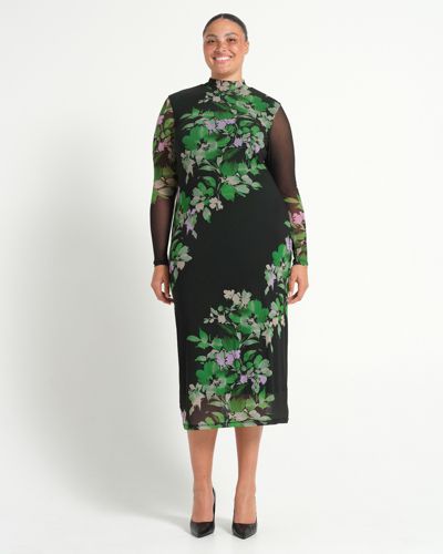 ESTELLE Women's Fiora Floral Bodycon Long Sleeve Mesh Dress