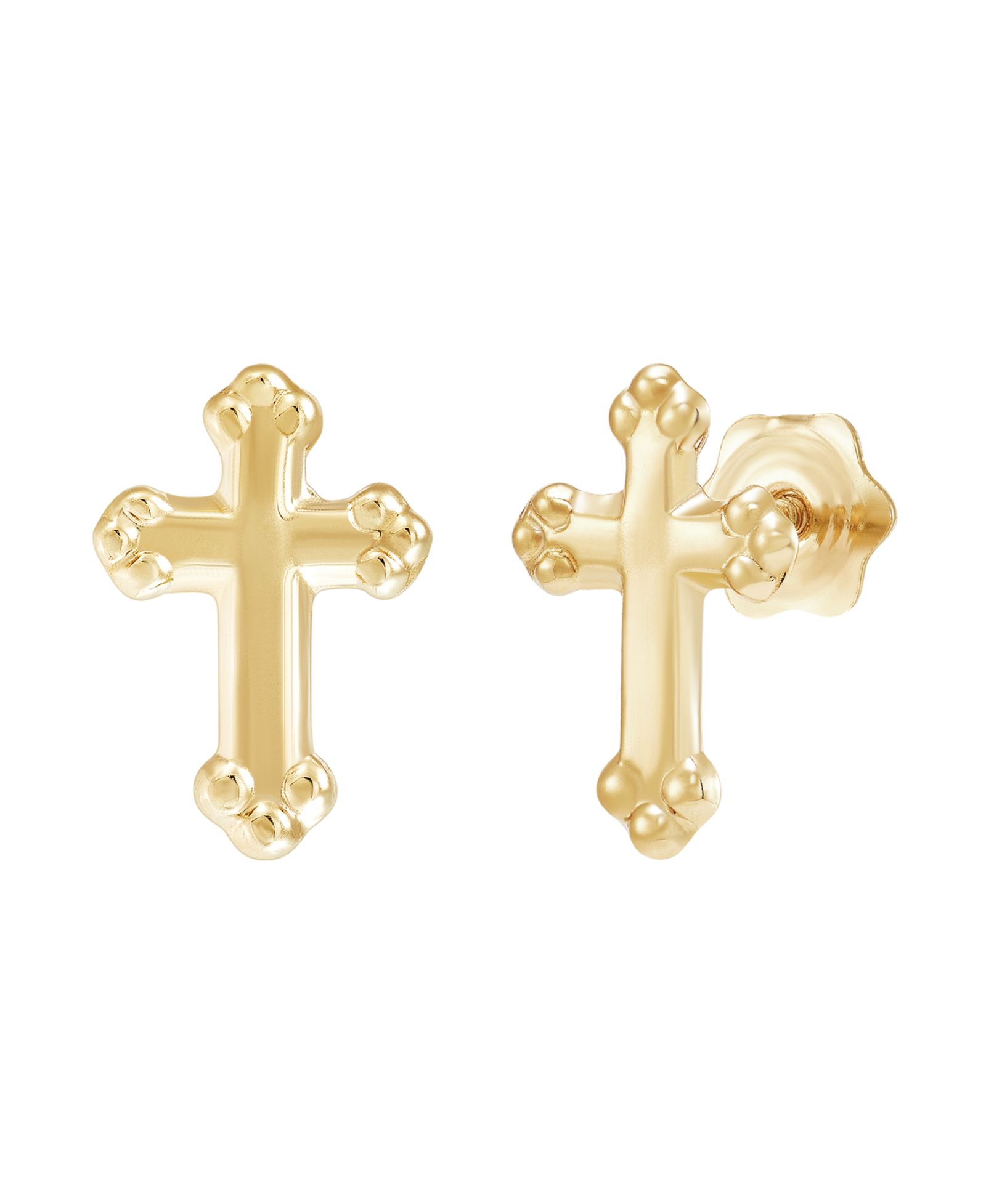 Children's Cross Stud Earrings in 10k Yellow Gold