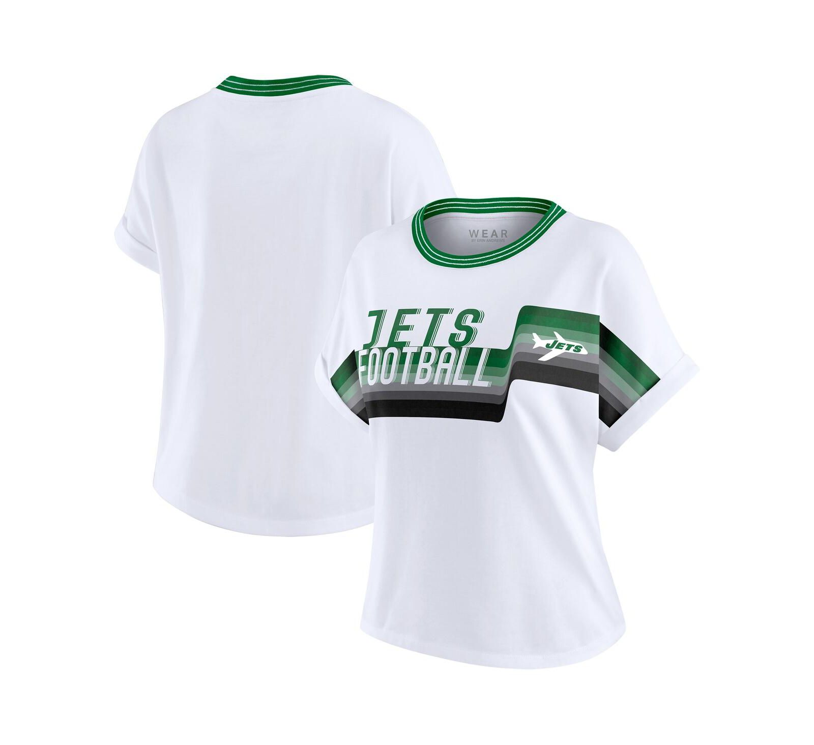 WEAR by Erin Andrews женская укороченная футболка с полосой в центре New York Jets