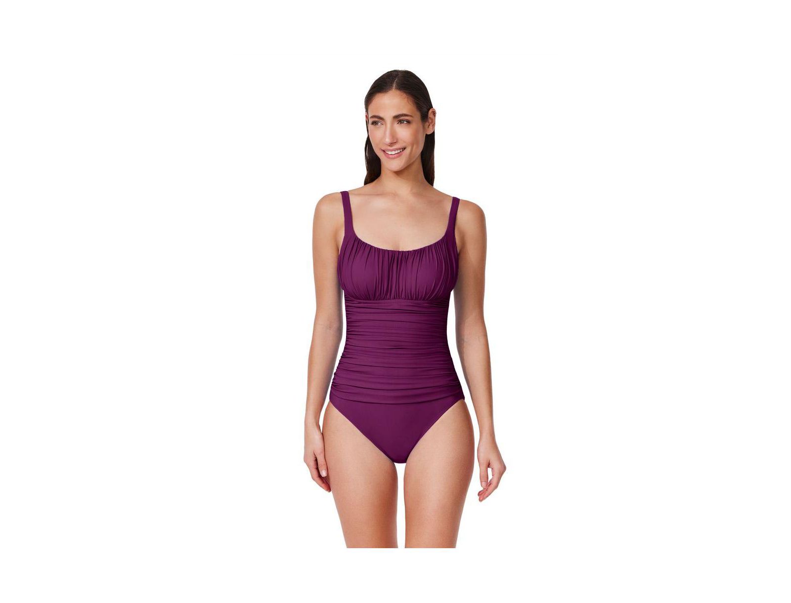 Profile by Gottex Women's Tutti Frutti Shirred Peasant One Piece Swimsuit