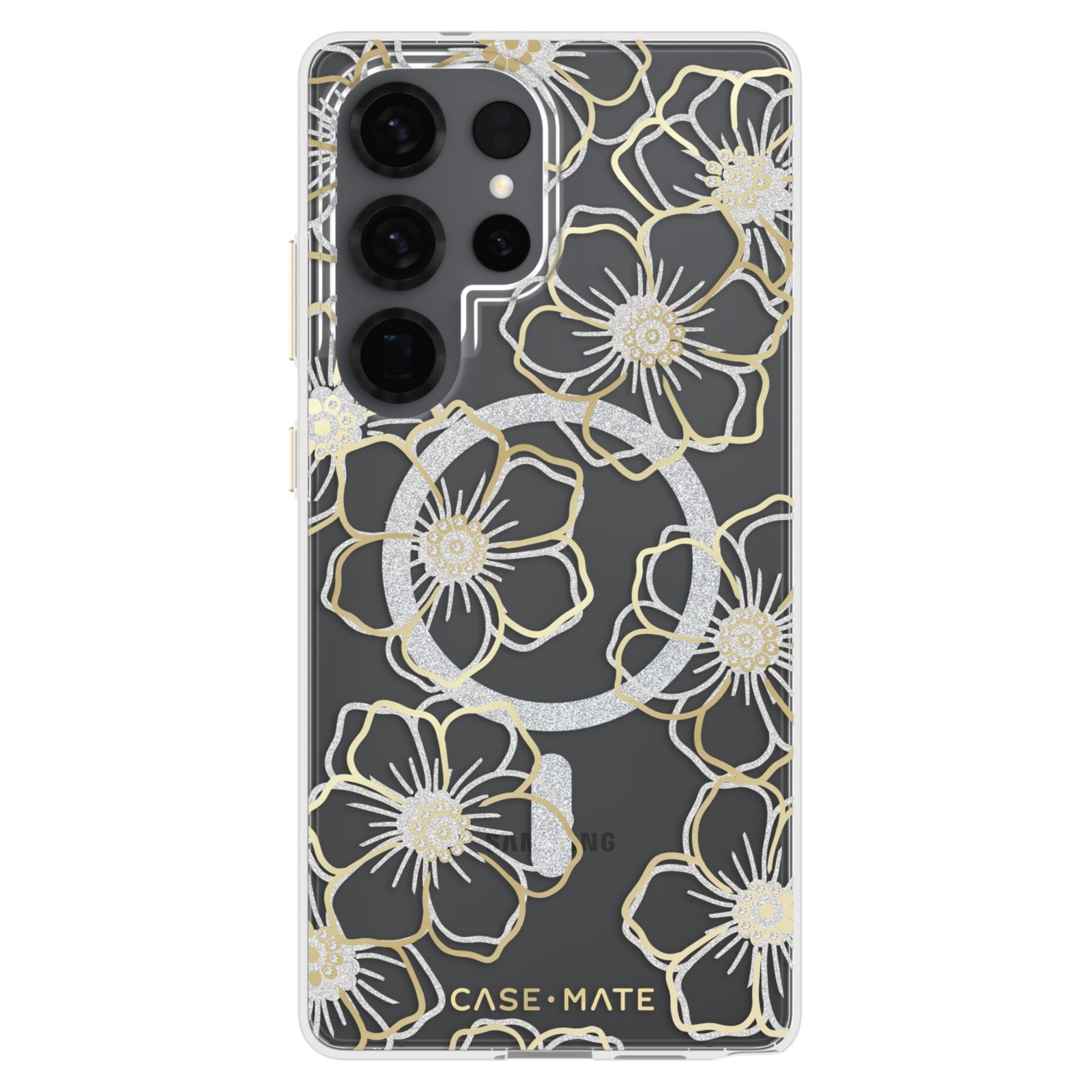 Чехол Case-Mate Floral Gems с магнитом для Samsung Galaxy S 2025 Large-Gold