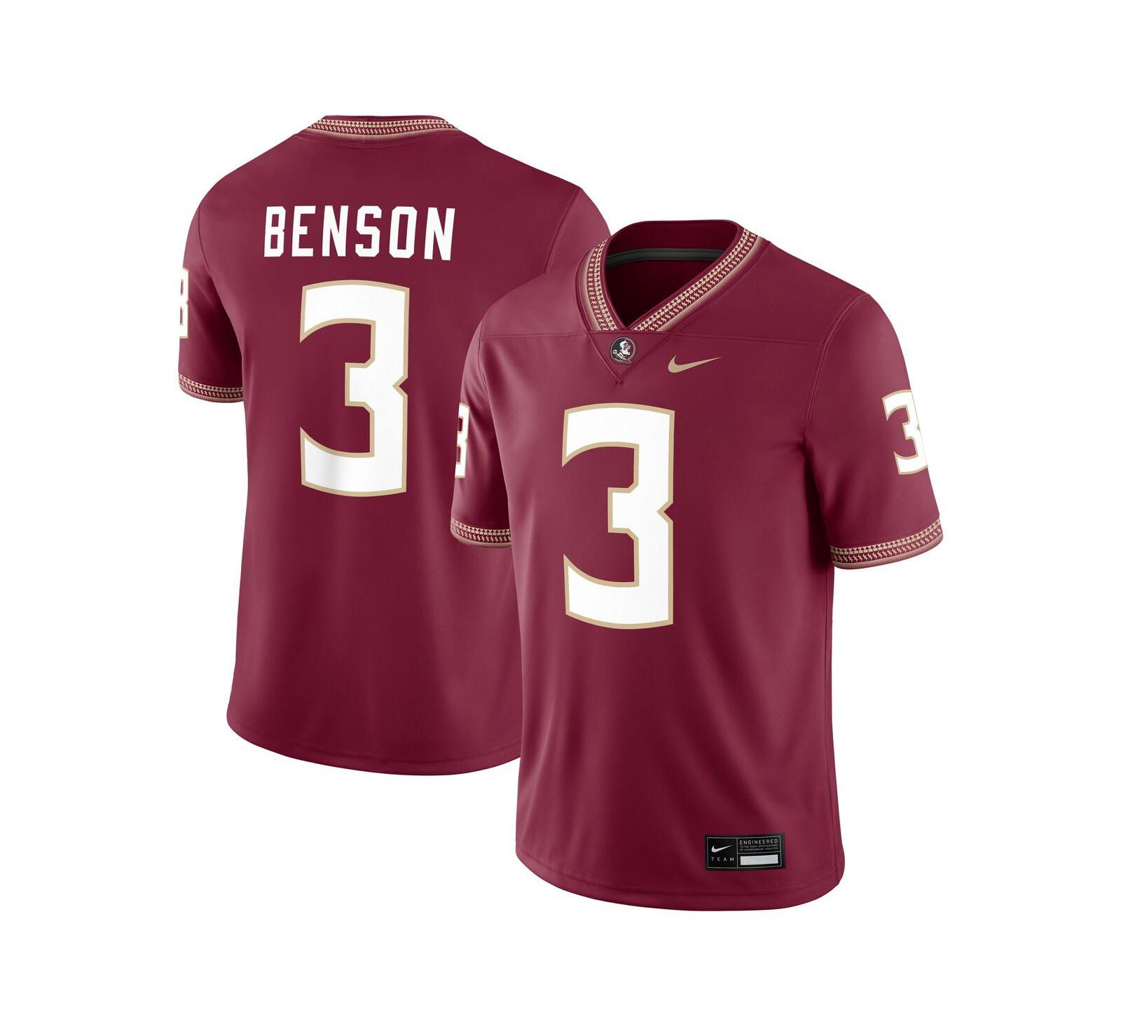 Мужская джерси Nike Trey Benson Garnet Florida State Seminoles Player Game Jersey