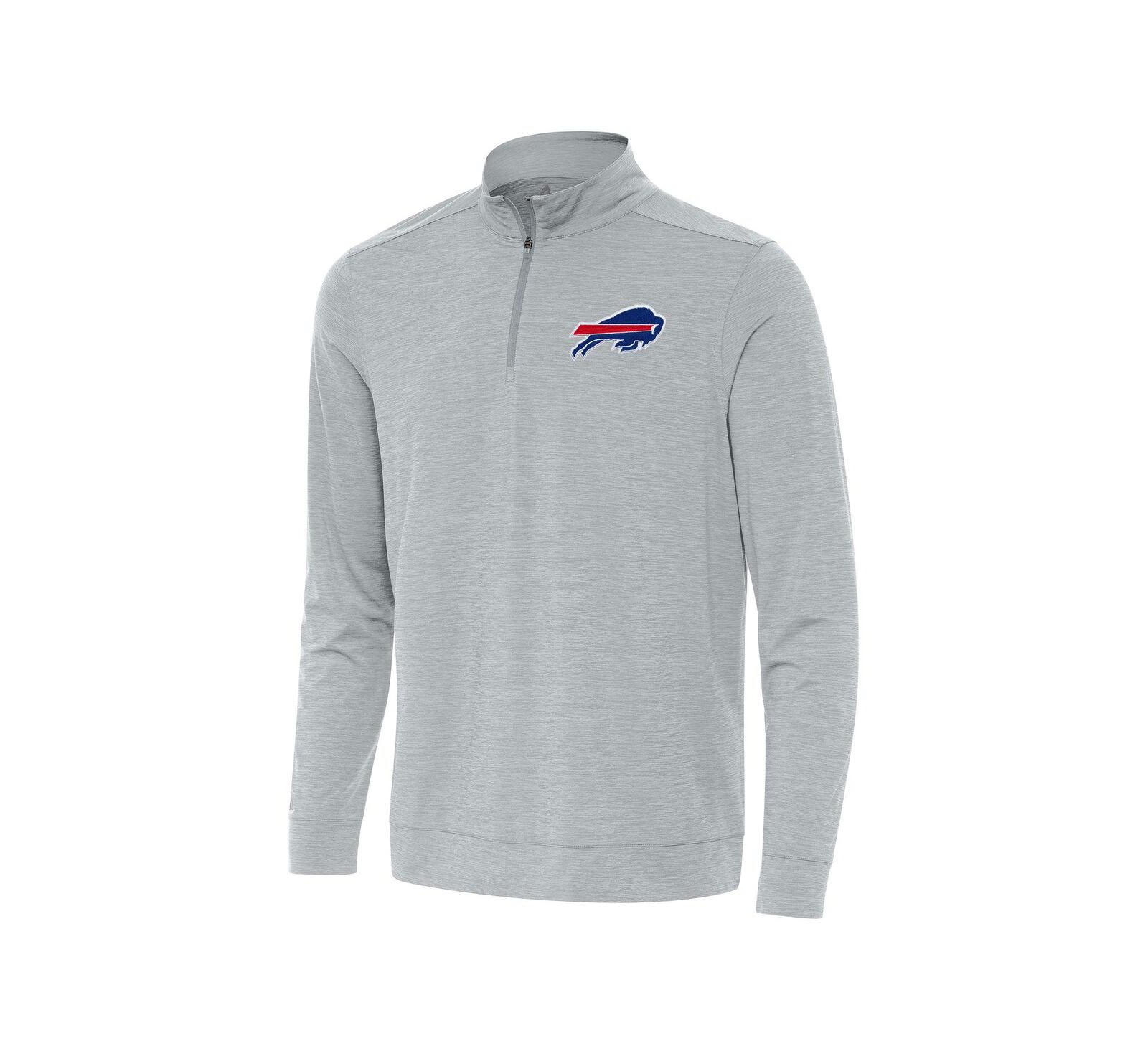 Мужской свитшот Antigua Heather Gray Buffalo Bills Bright с молнией на четверть