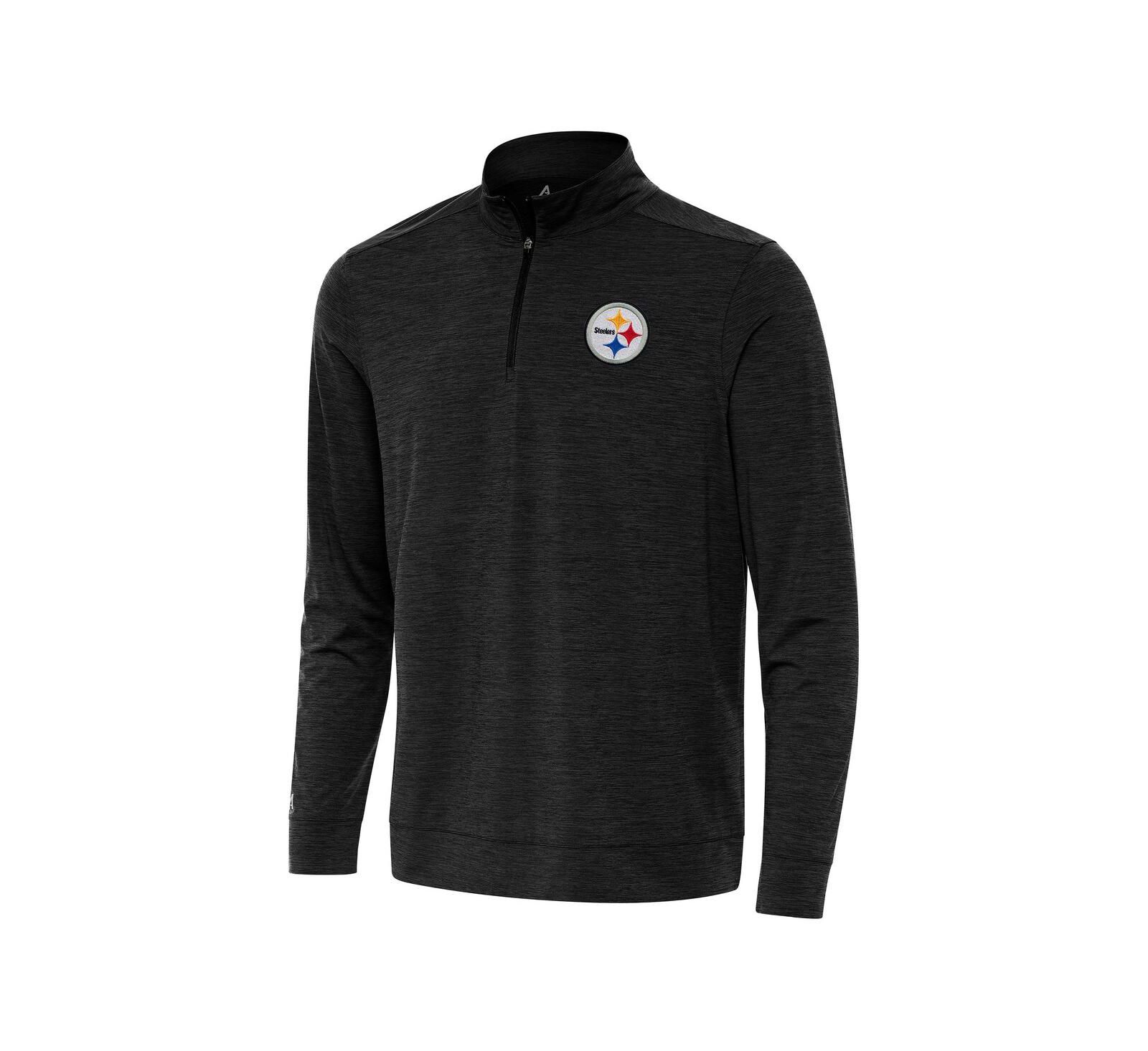 Antigua Men's Heather Black Pittsburgh Steelers Bright Quarter-Zip Sweatshirt