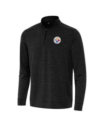 Мужская толстовка Antigua Pittsburgh Steelers Heather Black с молнией на четверть