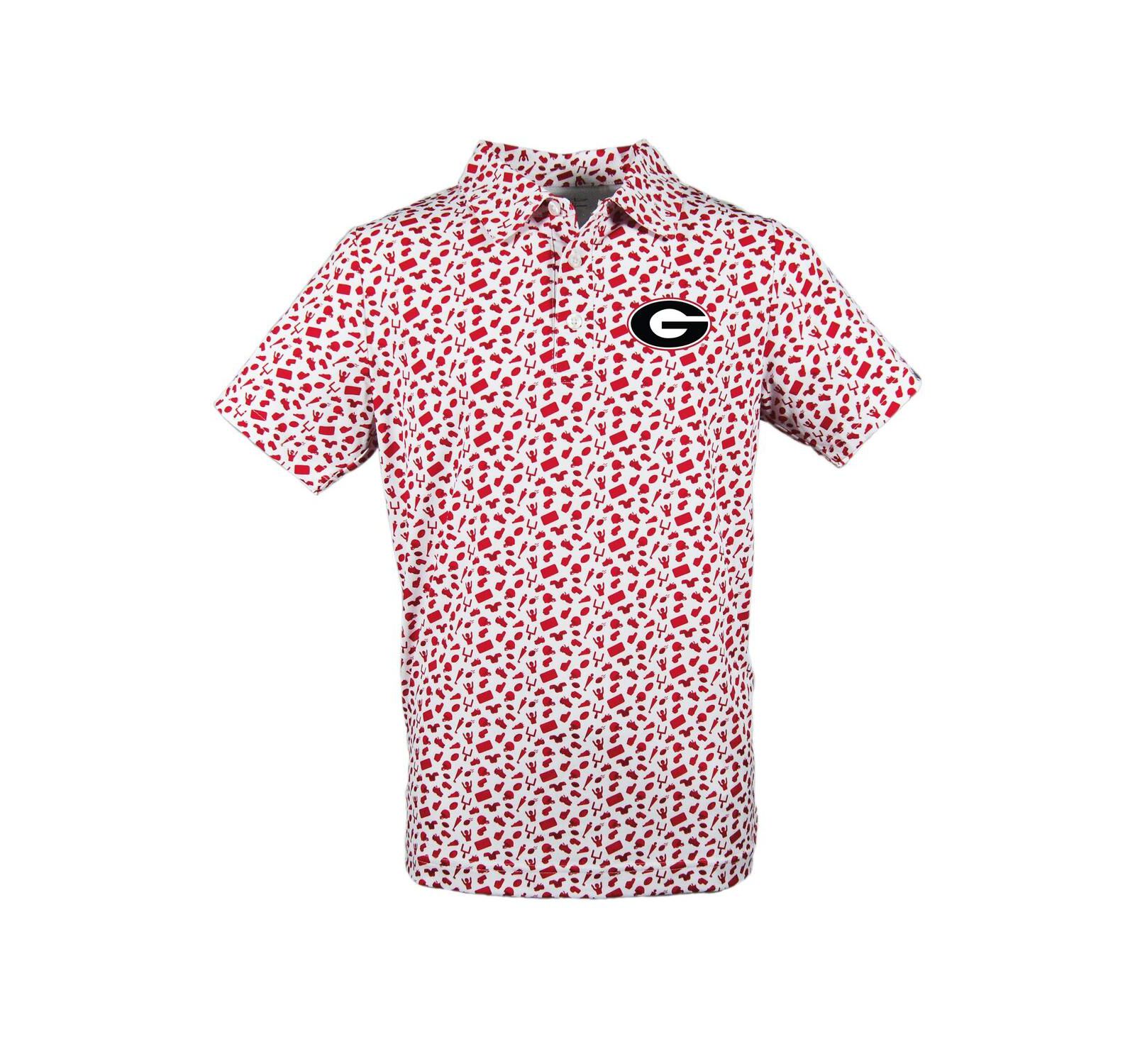 Garb Toddler Red Georgia Bulldogs Tom Allover Print Performance Polo Shirt