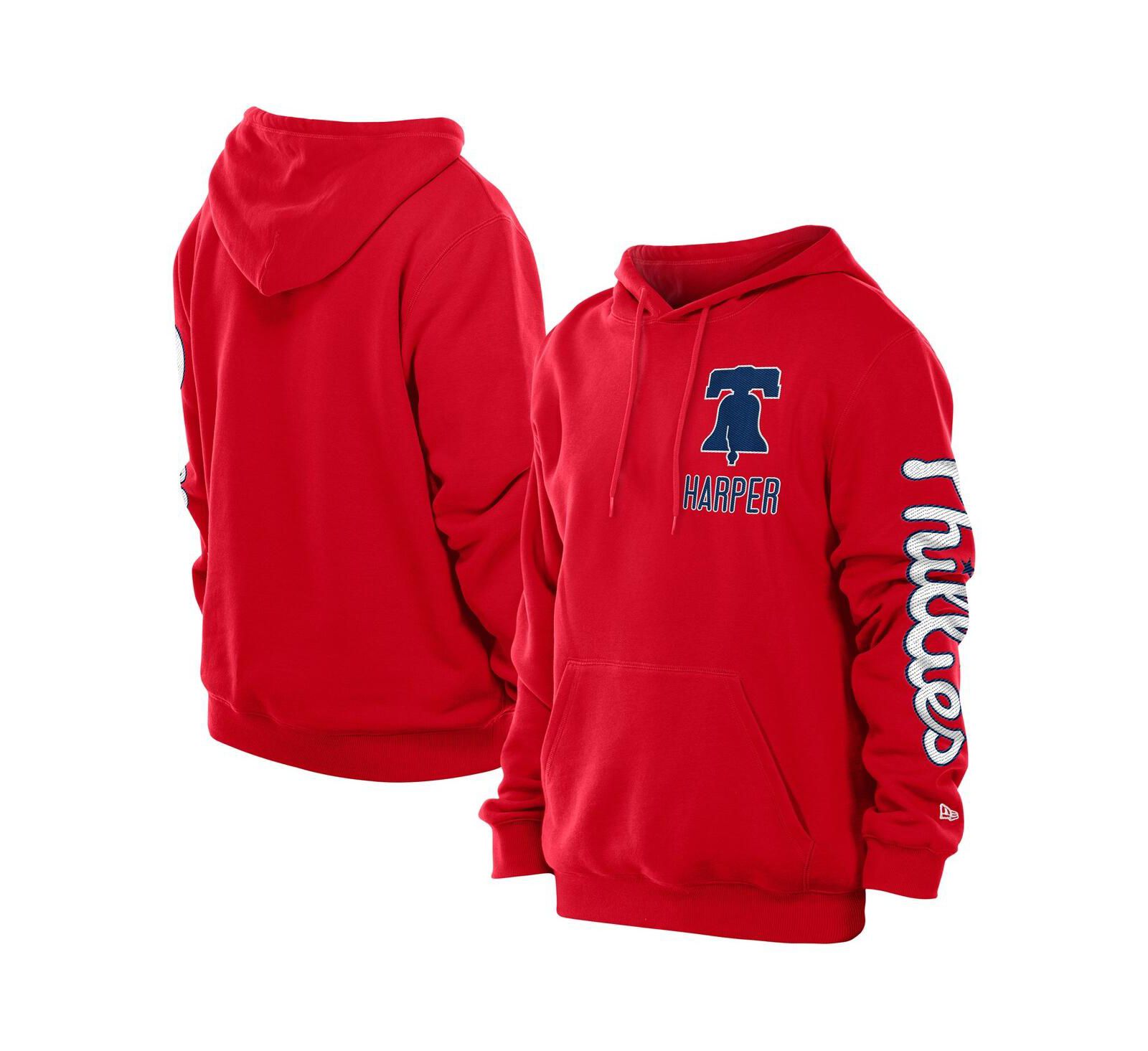 New Era Men's Bryce Harper Red Philadelphia Phillies Design Lab Pullover Hoodie