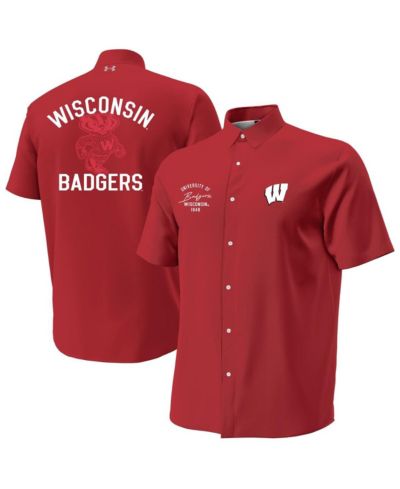 Мужская рубашка Under Armour Red Wisconsin Badgers Gameday ArmourFuse Camp Button-Up