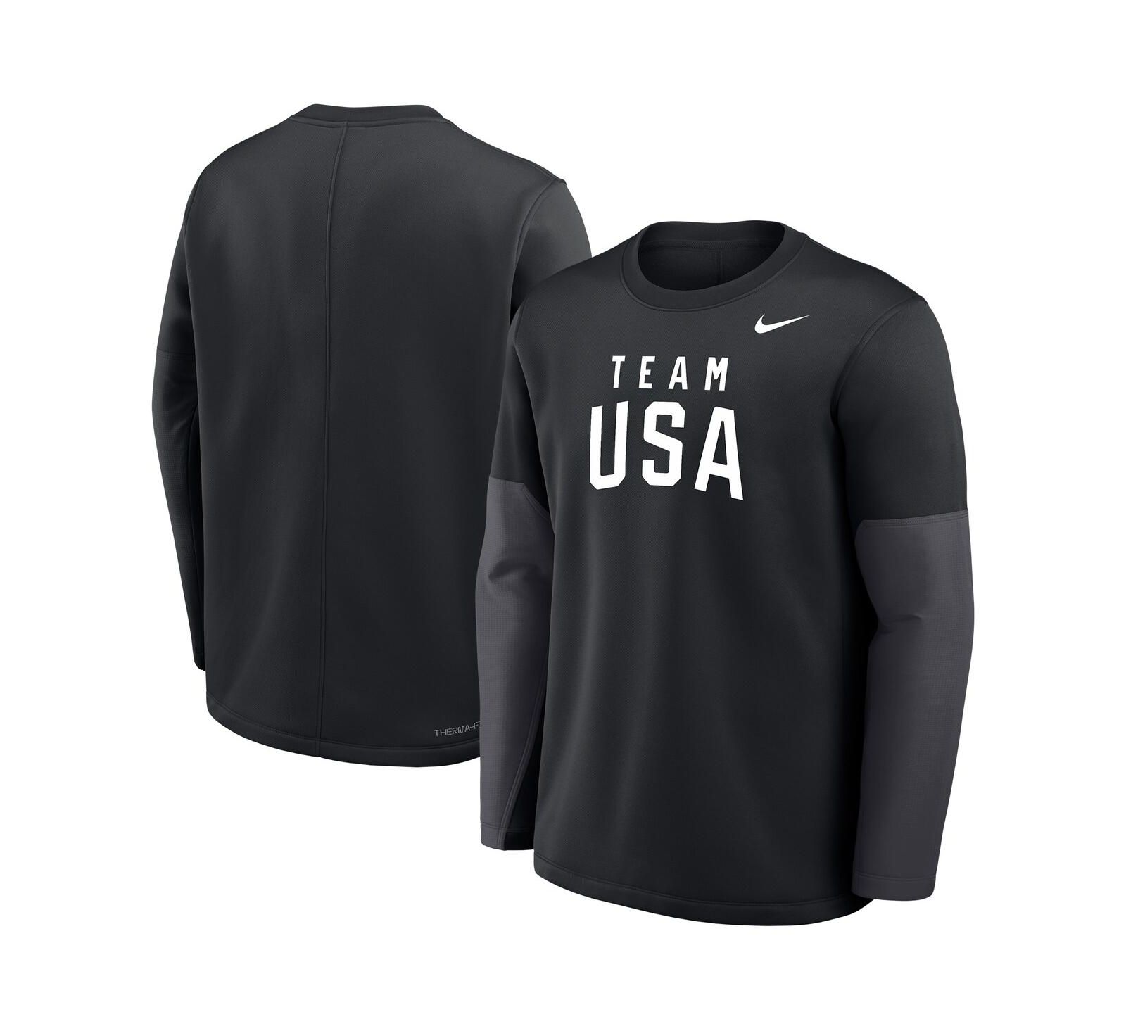 Nike Men's Black Team USA Coaches Therma-FIT Long Sleeve T-Shirt