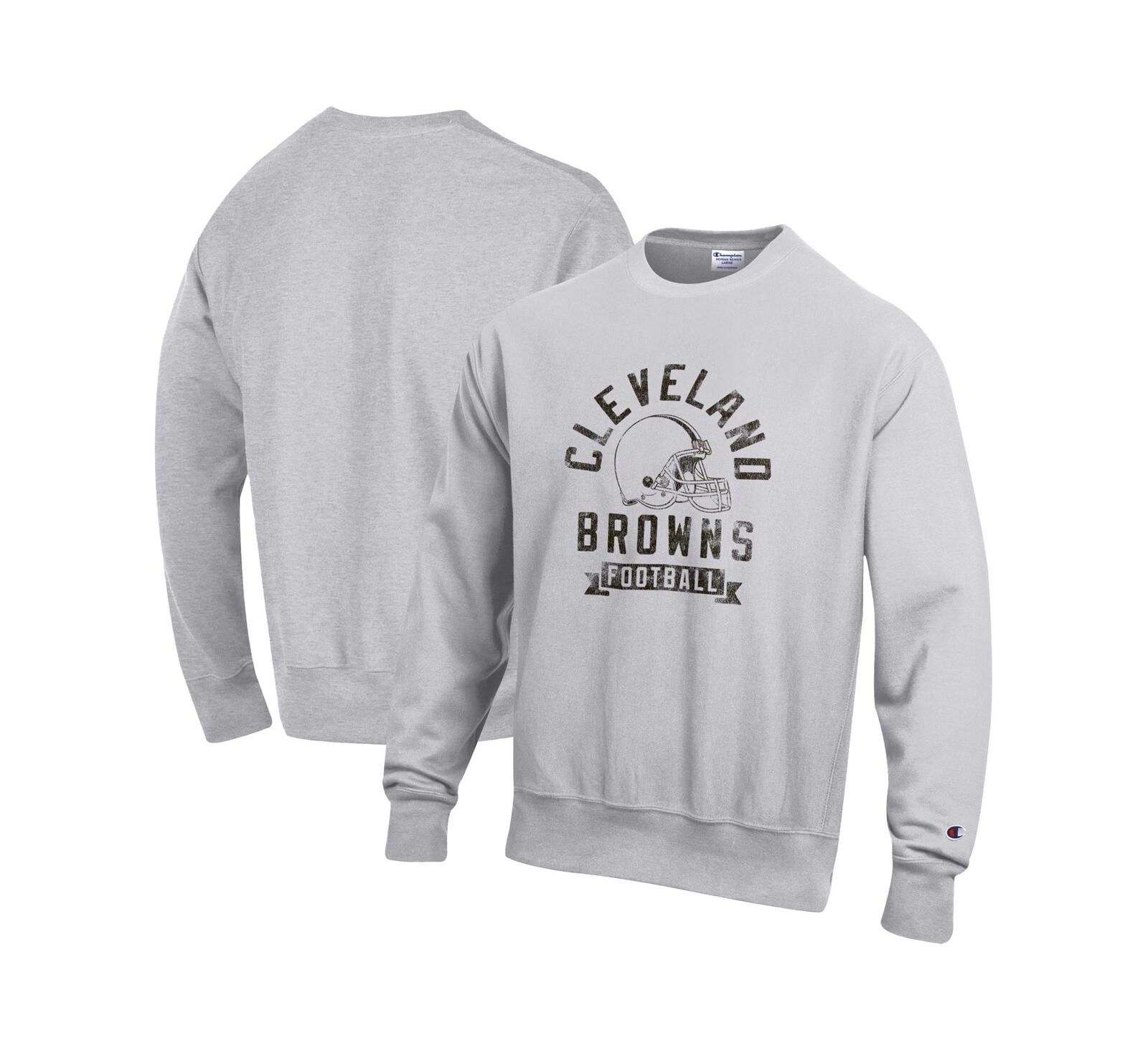 Champion Men's Heather Gray Cleveland Browns Reverse Weave Fleece Pullover Sweatshirt