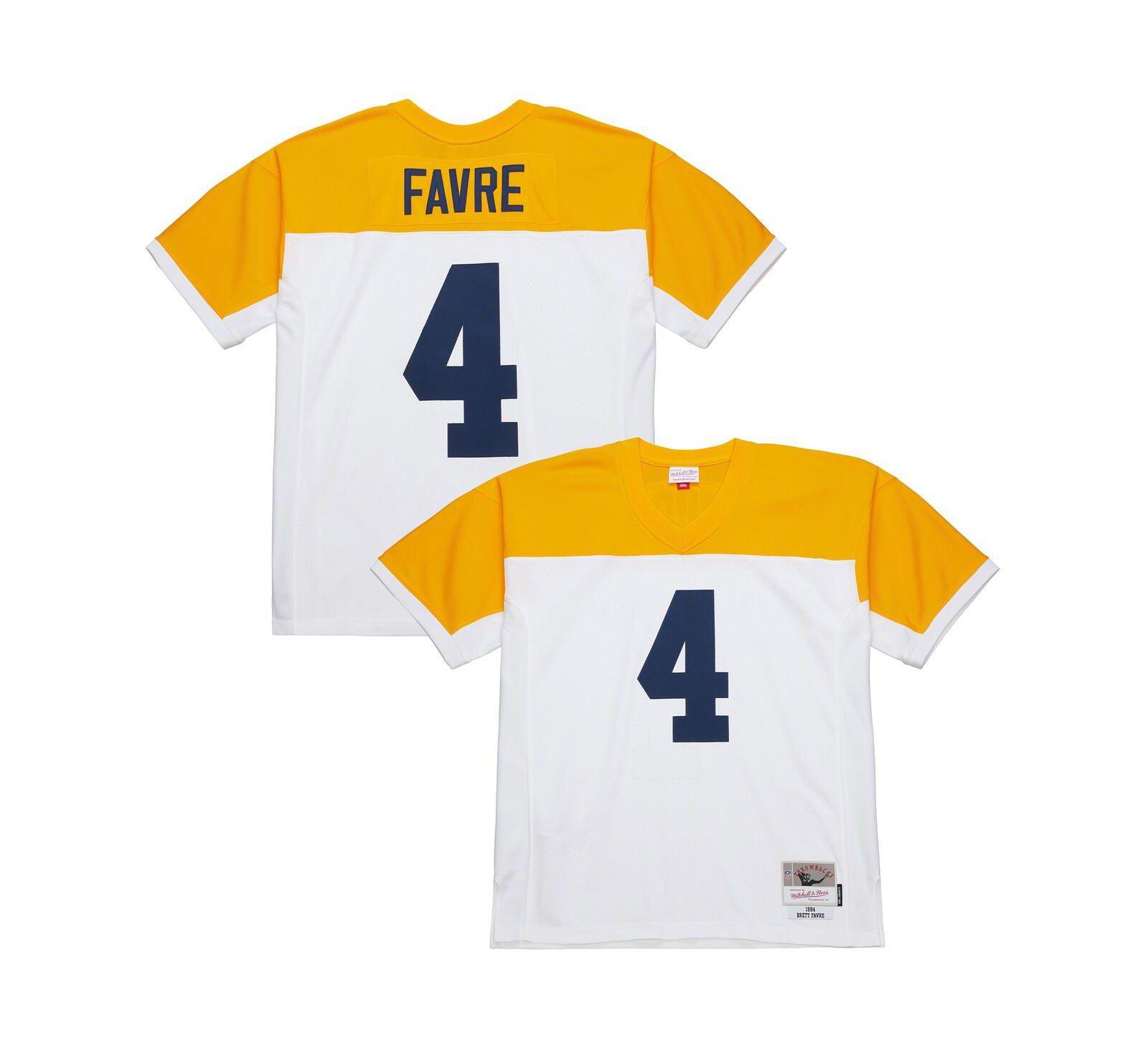 Mitchell & Ness Men's Brett Favre White Green Bay Packers 1994 Legacy Replica Jersey