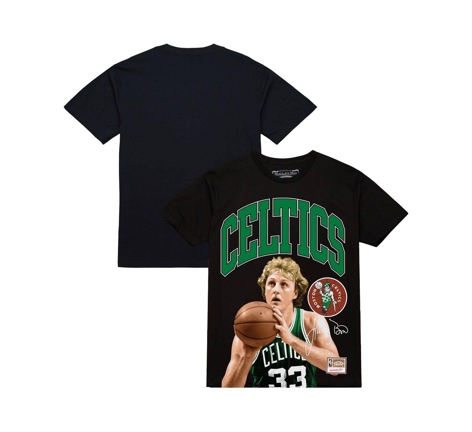Мужская футболка Mitchell & Ness Larry Bird Black Boston Celtics Hardwood Classics Player Arch
