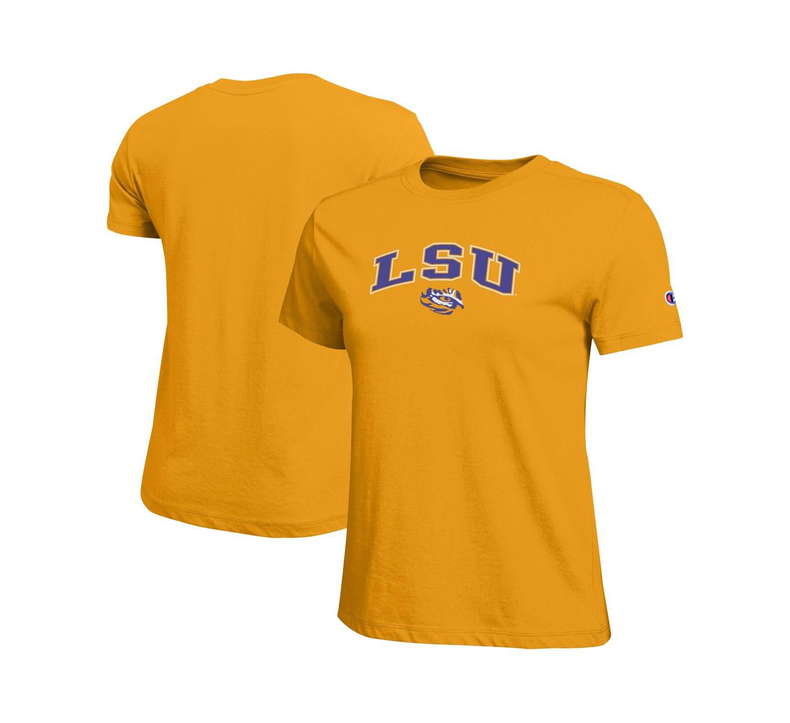 Женская футболка Champion LSU Tigers Arched Over Logo, золотая