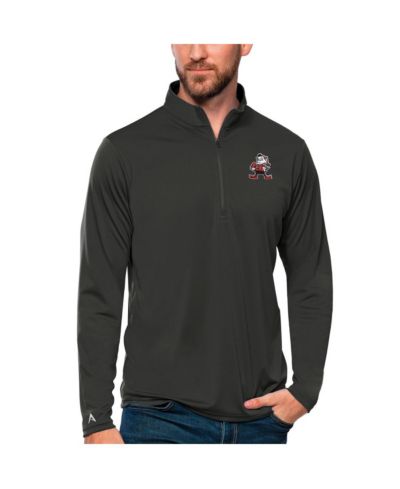 Мужская легкая кофта Antigua Cleveland Browns Tribute Quarter-Zip Pullover Sweatshirt, Charcoal