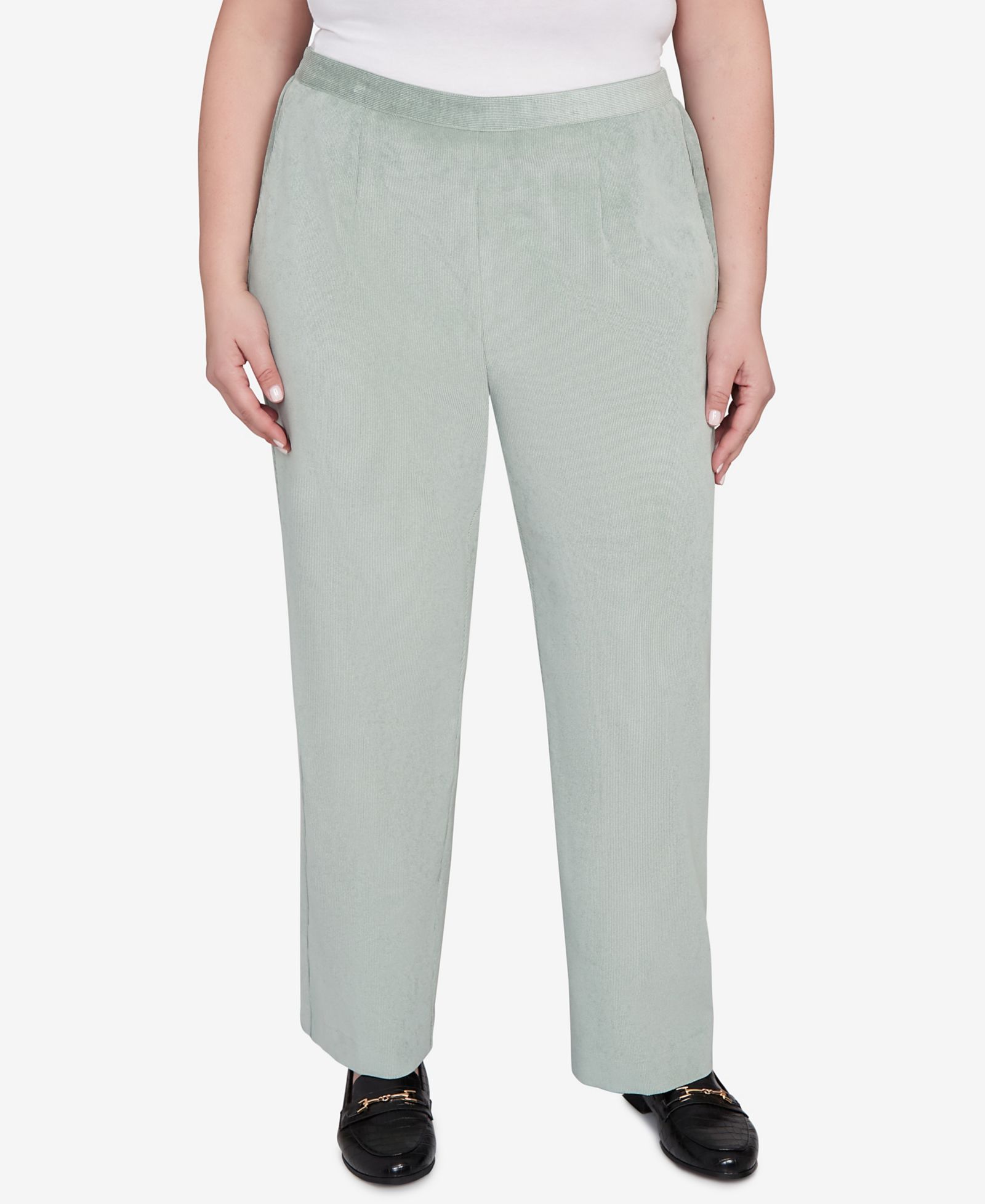 Alfred Dunner Plus Size Брюки из вельвета с прямым передним кроем