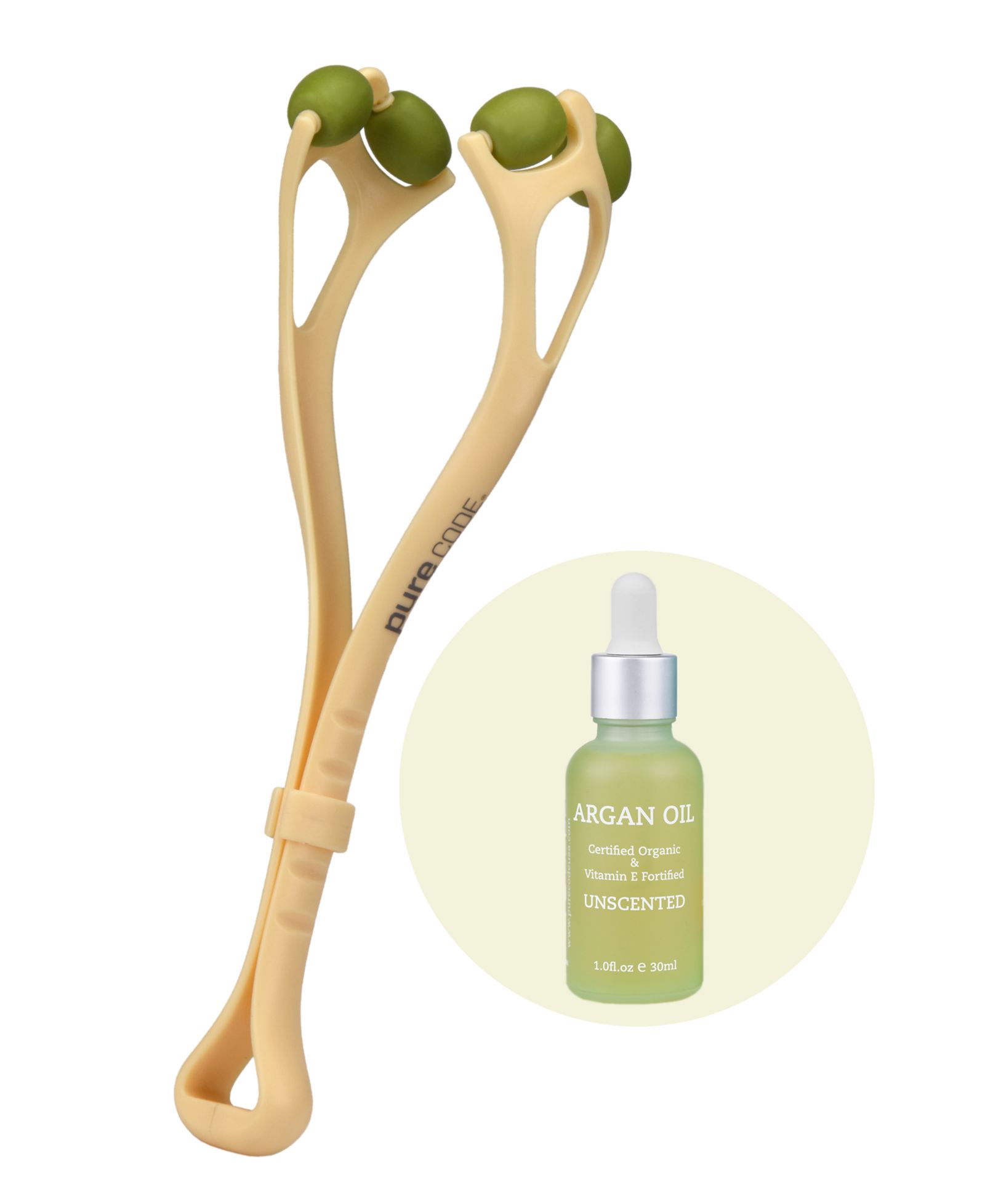 PURECODE VitaSculpt Rejuvenating Bundle Set- Face Roller Unscented Argan Oil 30ml