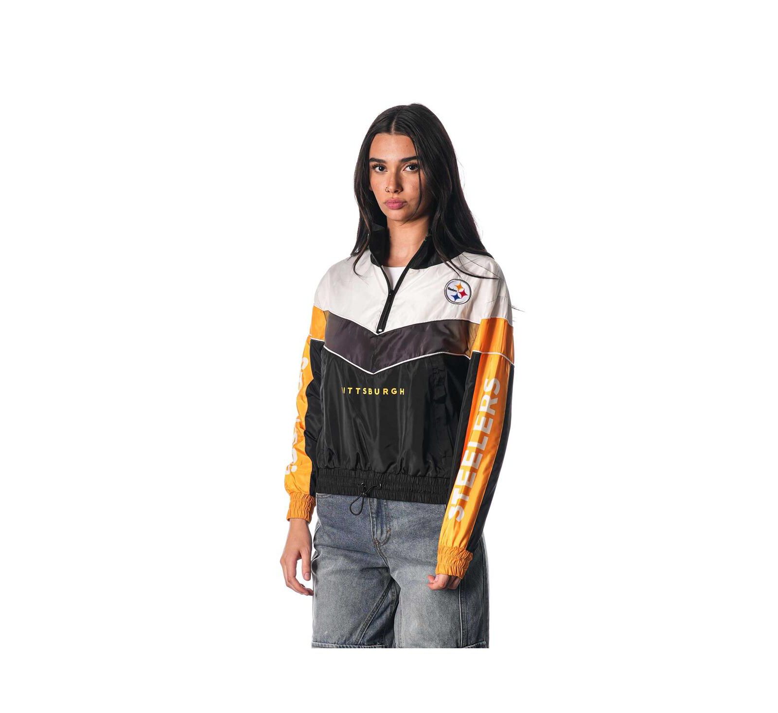 The Wild Collective Женская черная спортивная толстовка на молнии 1/4 zip Pittsburgh Steelers