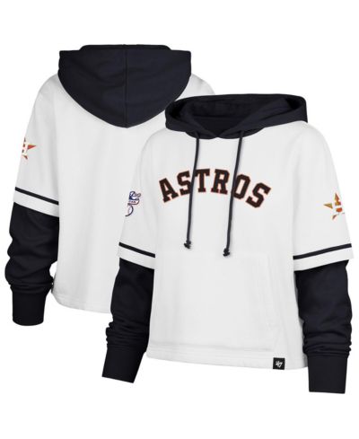 Женское укороченное худи '47 Brand White Houston Astros Trifecta Shortstop Cropped Pullover