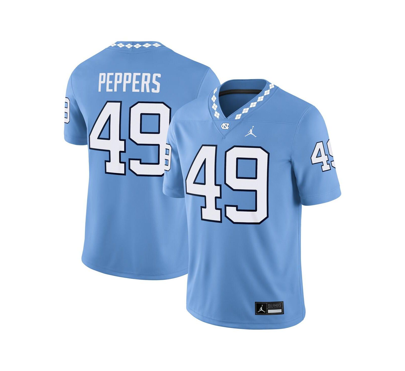 Мужская джерси Jordan Julius Peppers Carolina Blue North Carolina Tar Heels Alumni Football Game
