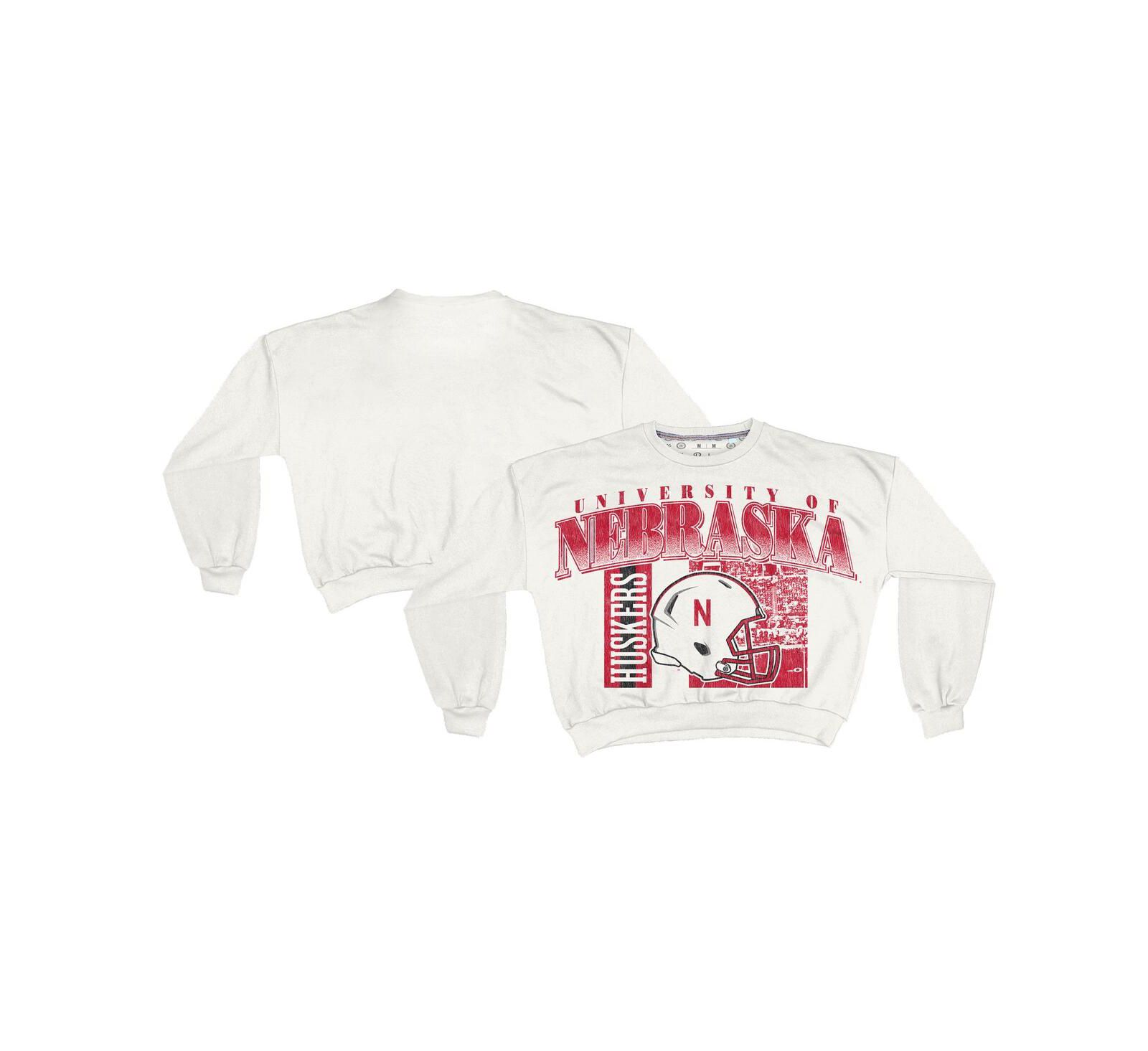 Pressbox Женская оверсайз свитшот Janice Retro с коротким рукавом белого цвета Nebraska Huskers
