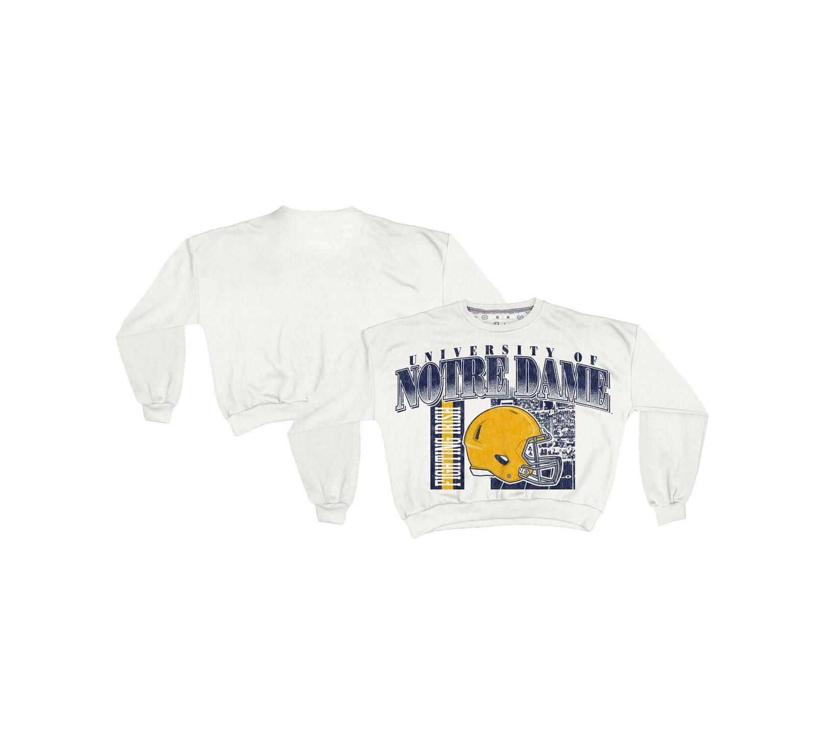 Женское безразмерное свитшот Pressbox White Notre Dame Fighting Irish Retro Waist-Length