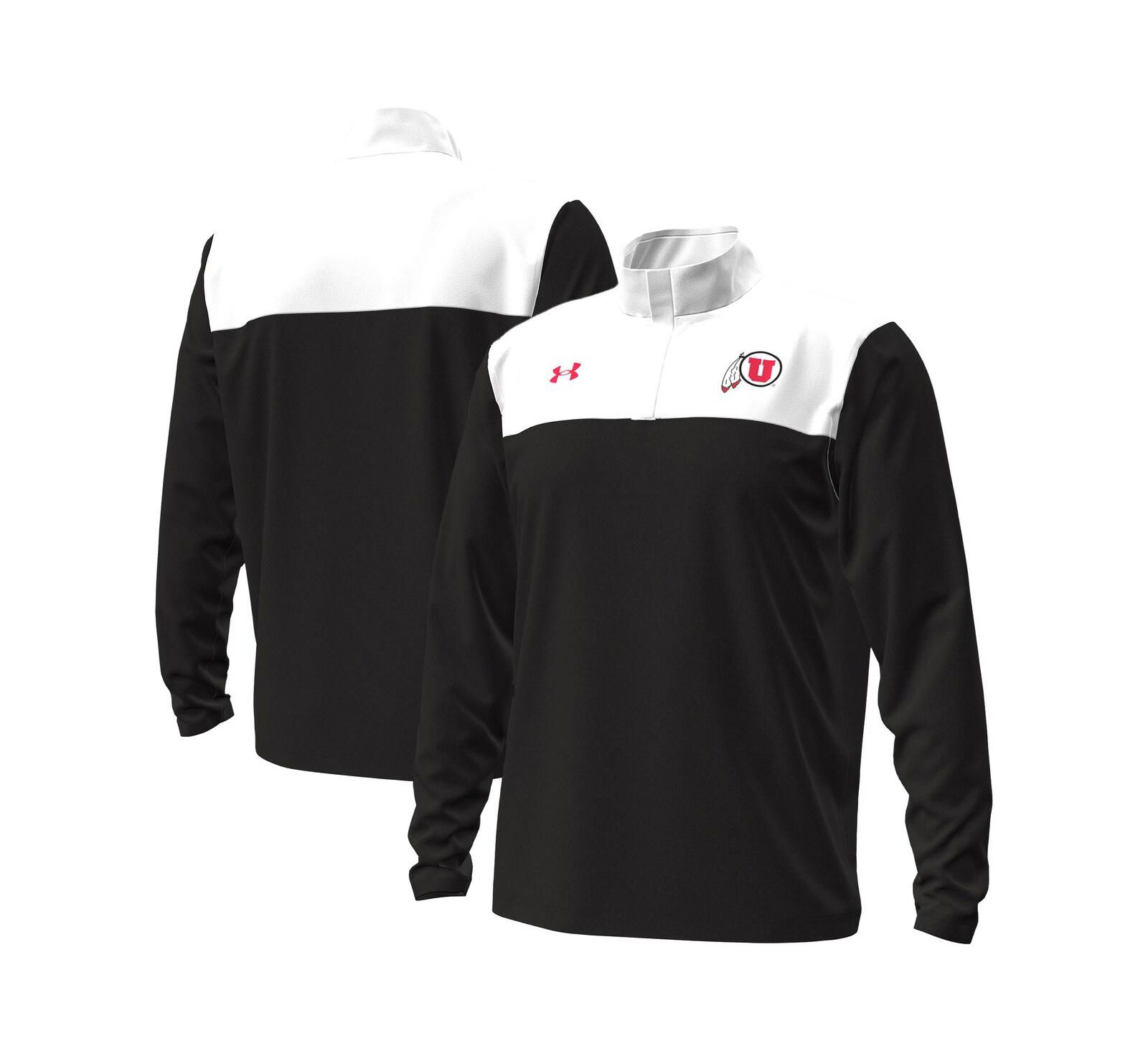 Under Armour Men's Black/White Utah Utes Green Blocked Quarter-Zip Pullover Sweatshirt
