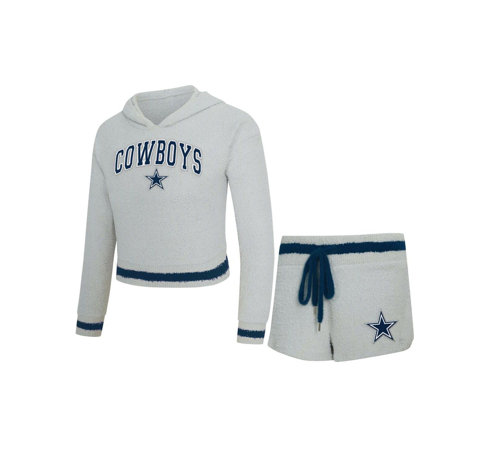 Женский комплект Concepts Sport Dallas Cowboys: худи с длинным рукавом и шорты, 2 части, серый