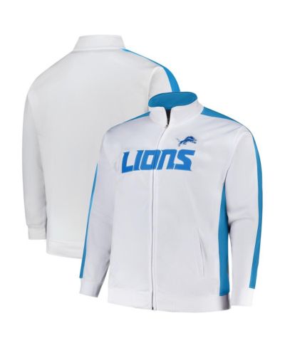 Fanatics Men's White Detroit Lions Big & Tall Tricot Full-Zip Track Jacket