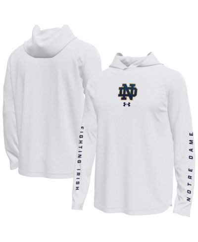 Under Armour Men's White Notre Dame Fighting Irish Tech Stretch Long-Sleeve Hooded T-Shirt
