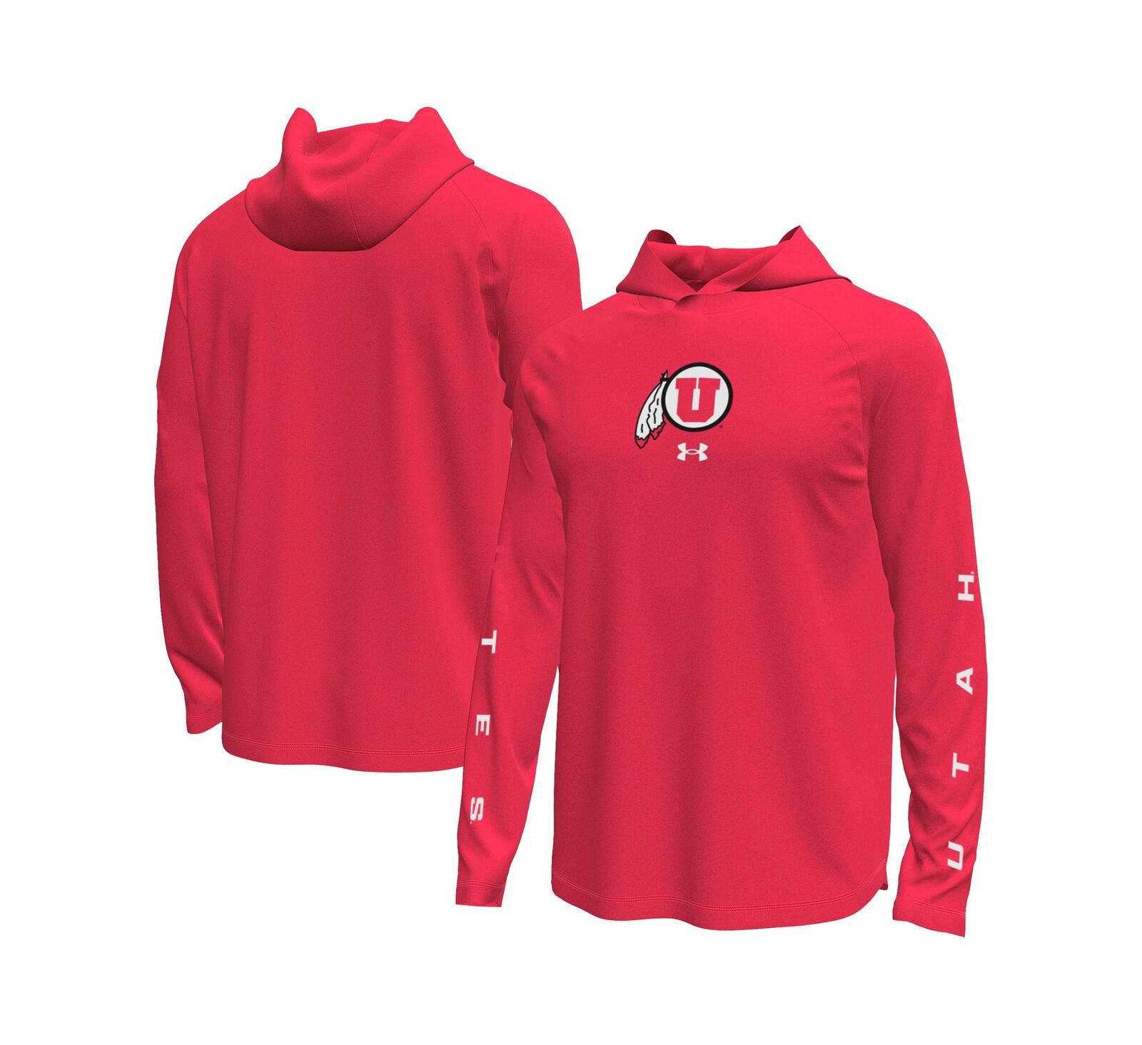 Under Armour Мужская красная футболка с длинным рукавом и капюшоном Utah Utes Tech Stretch