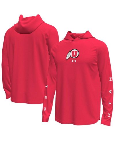 Under Armour Мужская красная футболка с длинным рукавом и капюшоном Utah Utes Tech Stretch