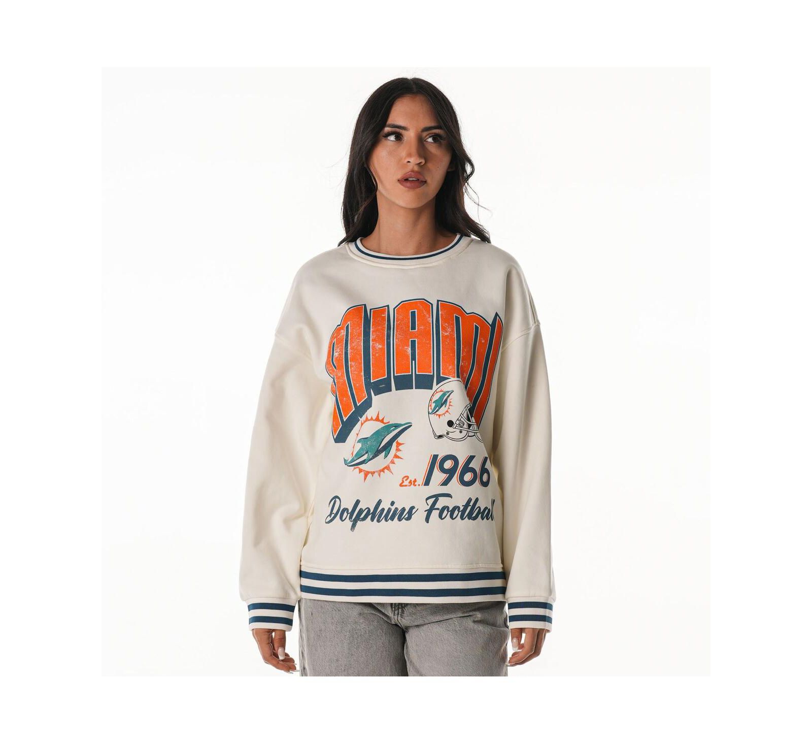 The Wild Collective женское оверсайз худи Miami Dolphins Vintage French Terry Cream