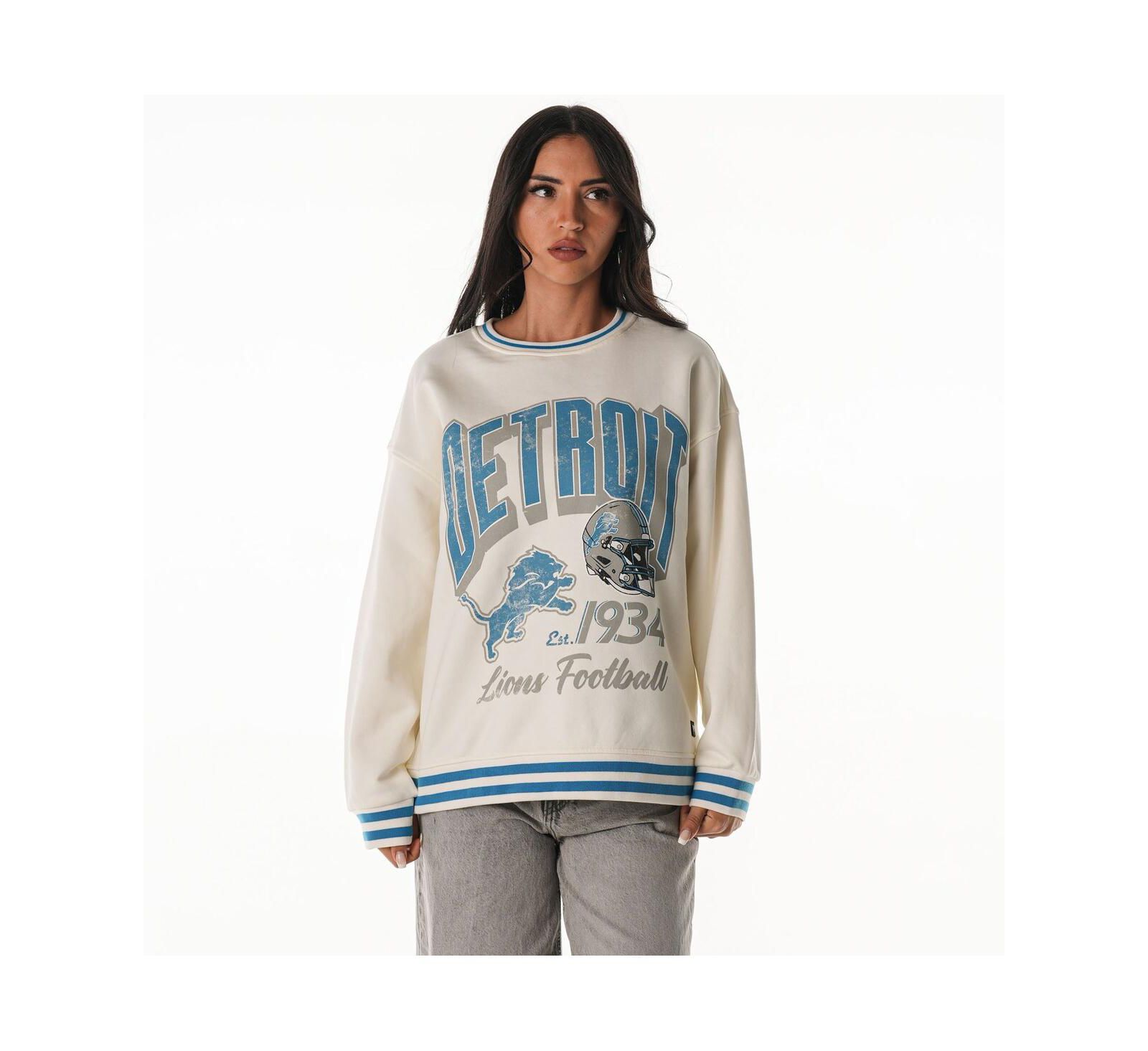 The Wild Collective Женская винтажная толстовка oversized цвета кремовый Detroit Lions