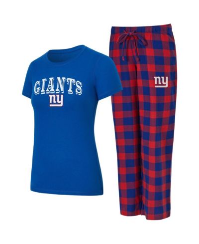 Concepts Sport Женский фланелевый пижамный набор New York Giants Avondale (футболка и брюки), Royal/Red